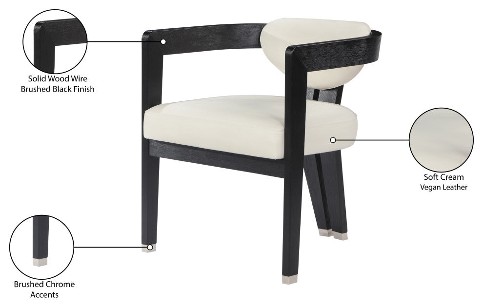 Carlyle Faux Leather Upholstered Dining Chair, Cream, Black Finish