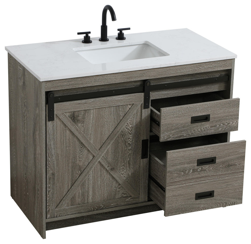 Home Living 42" Single Bathroom Vanity, Rustic Grey