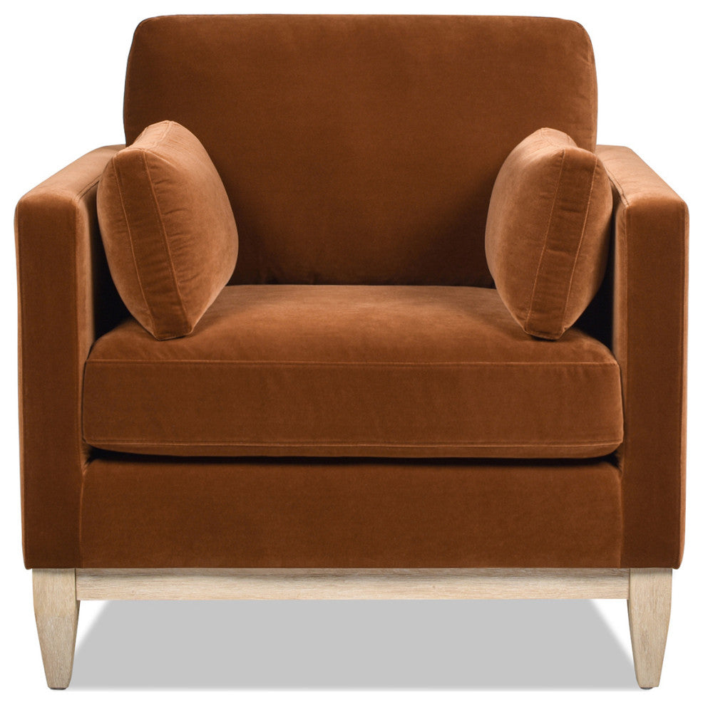 Knox 36" Modern Farmhouse Arm Chair, Burnt Orange Performance Velvet