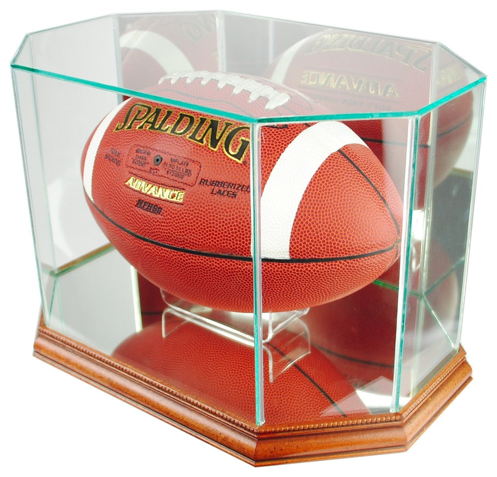 Octagon Football Display Case, Walnut