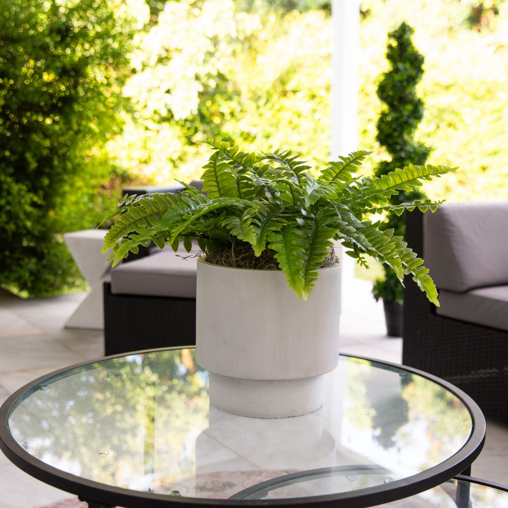 19" UV Resistant Artificial Boston Fern, Indoor/Outdoor Set of 2