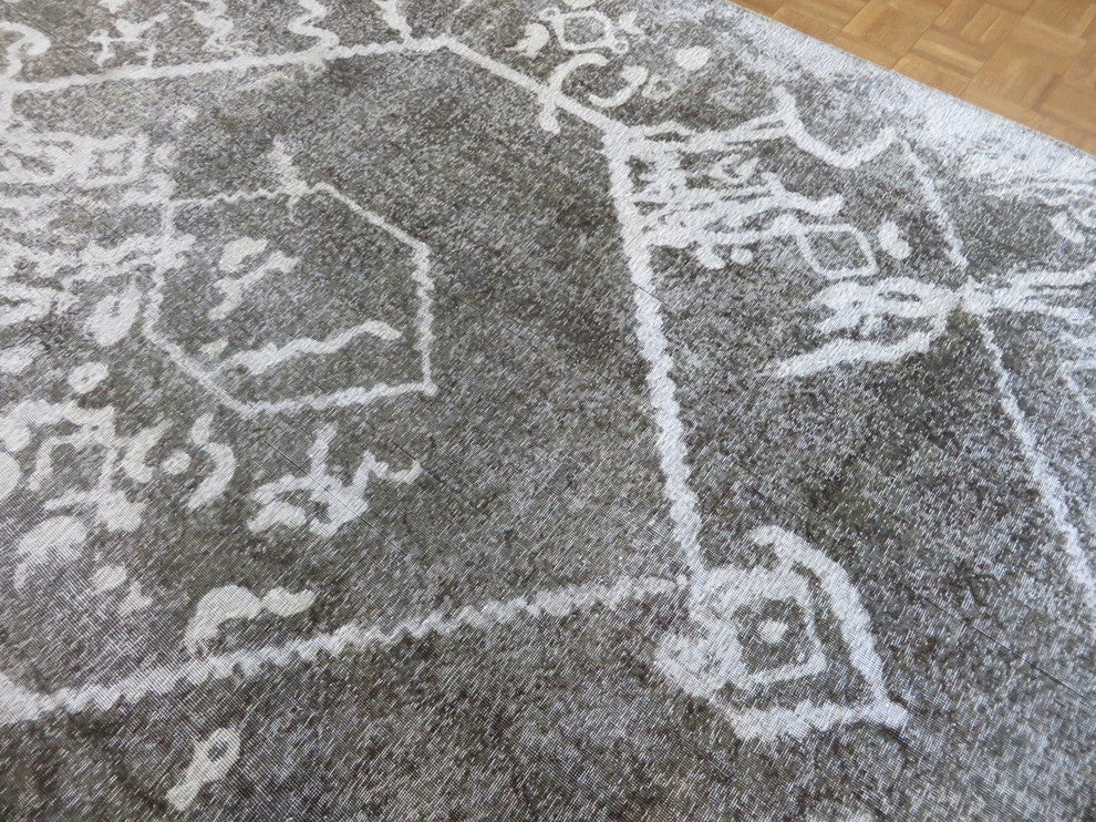 7'10x11'4 Hand Knotted Overdyed Gray Persian Tabrez Oriental Rug