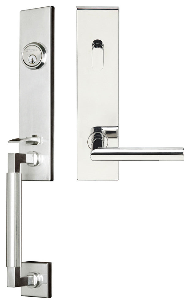 Frankfurt Lever, Tubular Entry Handleset, Left Hand, Polished Stainless Steel