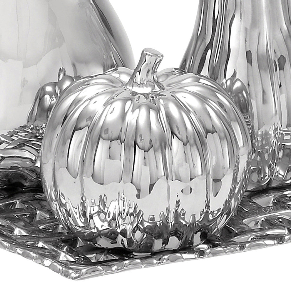 Urban Designs Silver Ceramic Lattice Fruit Bowl Centerpiece