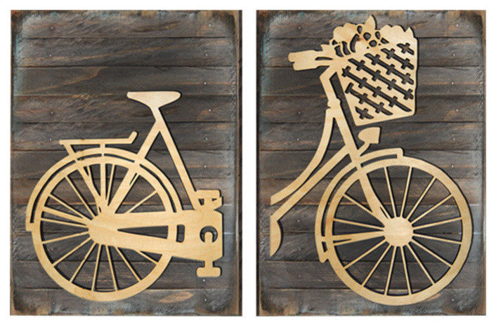 Messenger Bike, Wooden Decorative 2 Piece Block, Small