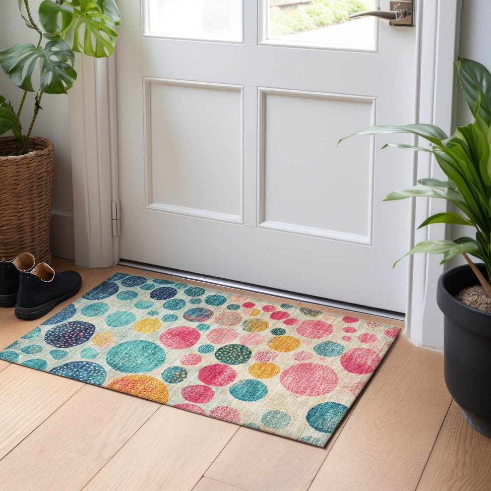 Machine Washable Indoor/Outdoor Chantille ACN1899 Teal 1'8" x 2'6" Rug
