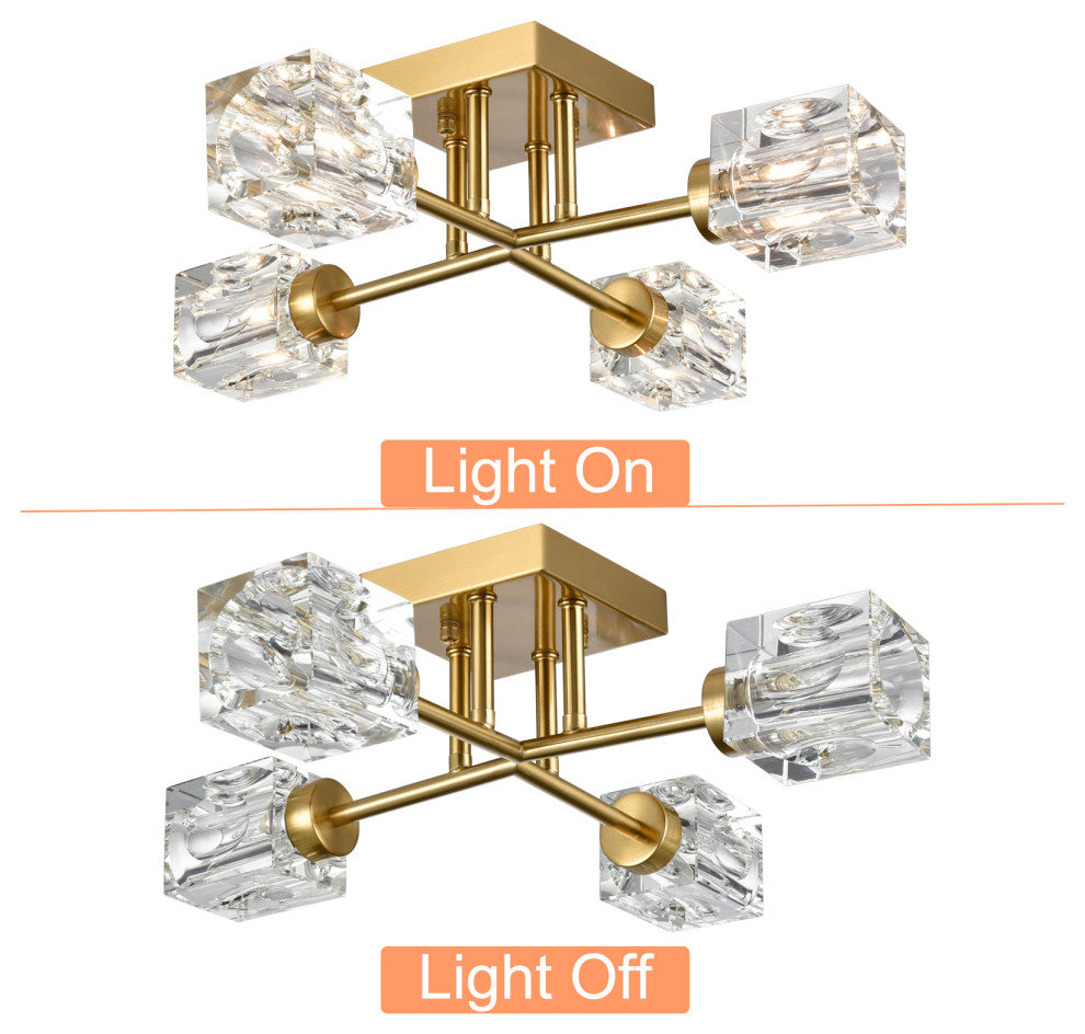 Gold Sputnik Ceiling Light Chandeliers 4-Light
