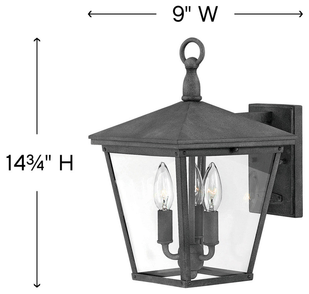 Hinkley Trellis Medium Wall Mount Lantern, Aged Zinc