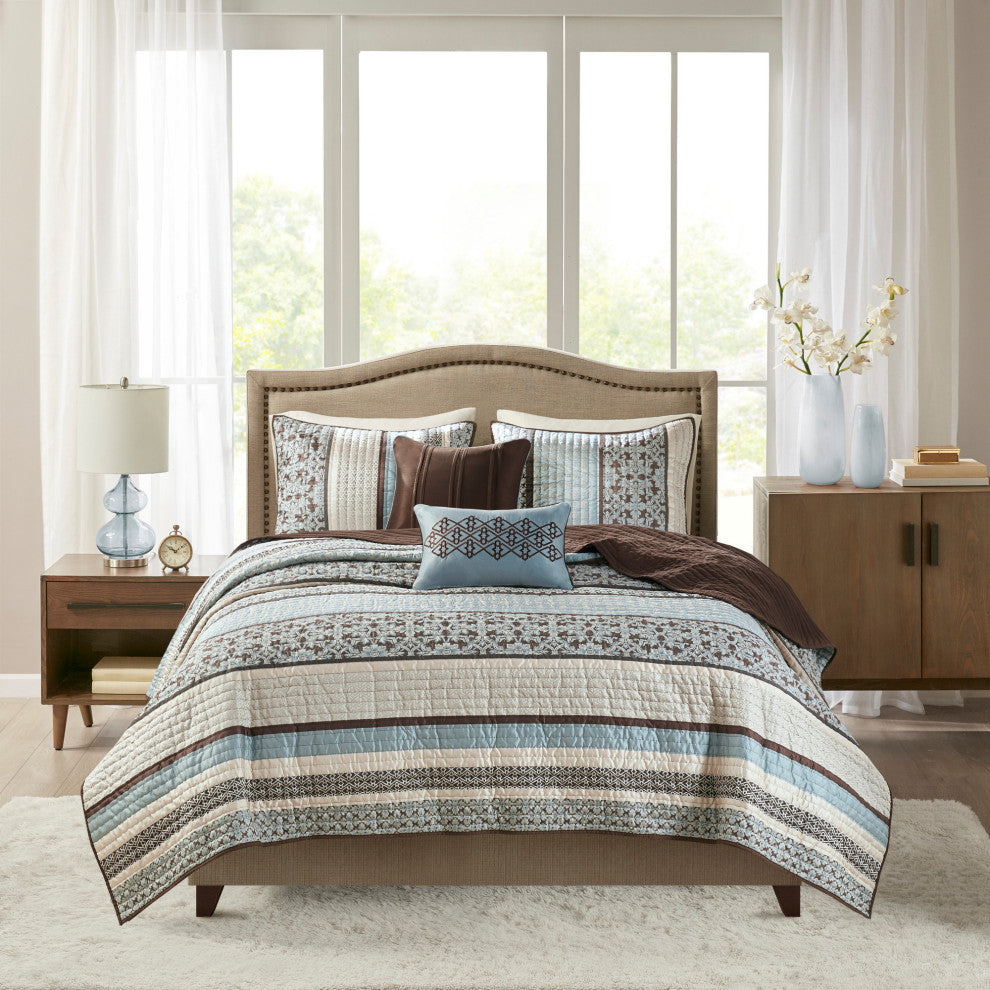Madison Park Jacquard 5-Piece Coverlet Set, Full/Queen