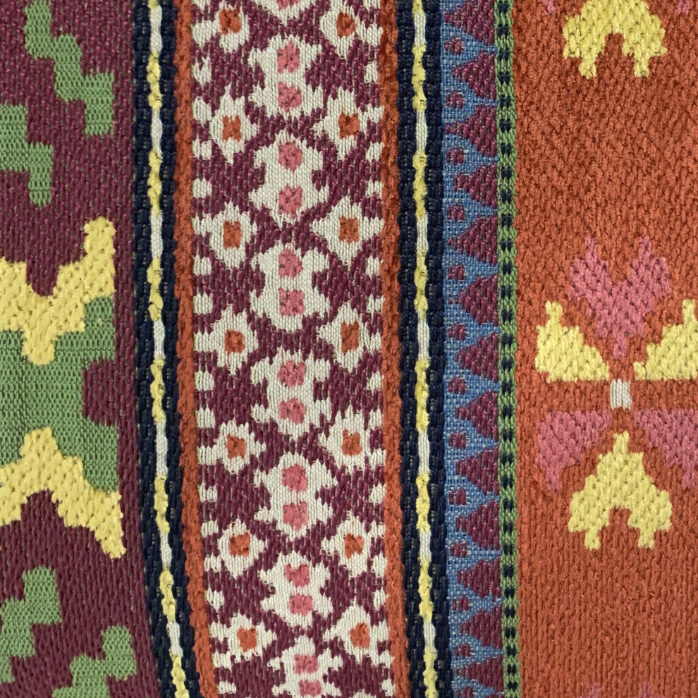 Plutus Multi-Color Unique Lanes Border Luxury Throw Pillow, 24"x24"