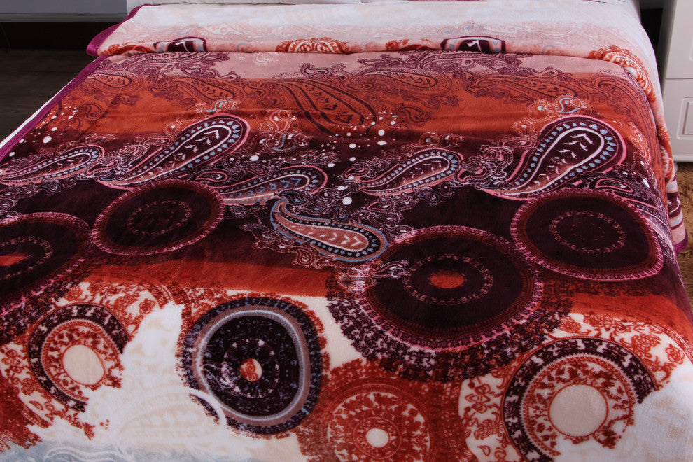 Lightweight Soft Fleece Paisley Floral Throw Blanket, Multicolor, Multi, 66"x90"