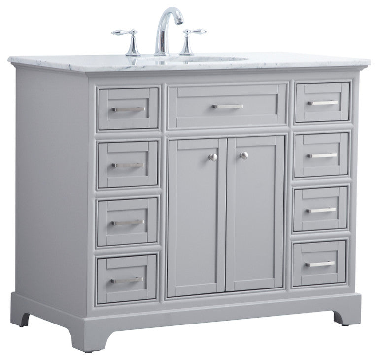 Amber Single Bathroom Vanity, Blue, Light Grey, 42"