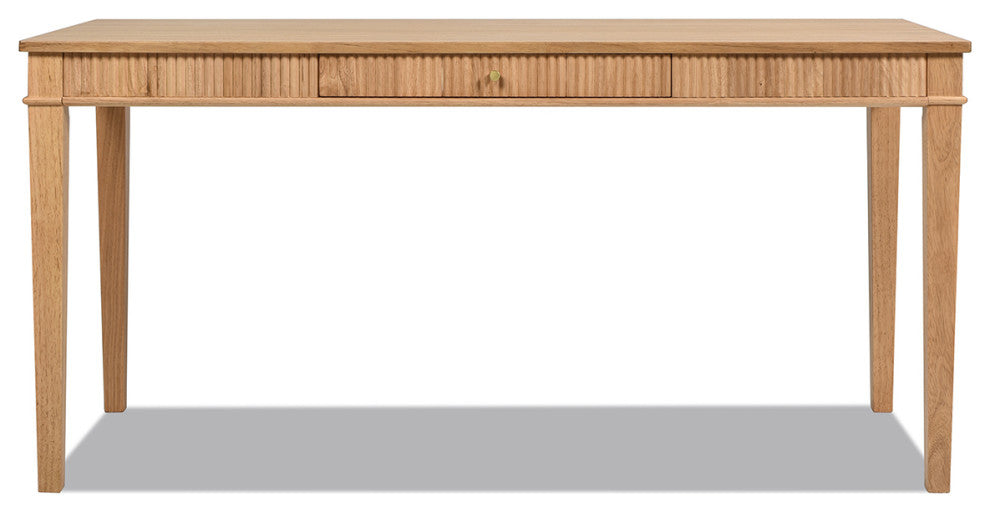 Dumont 1-Drawer Fluted Home Office Writing Desk, Natural Blonde