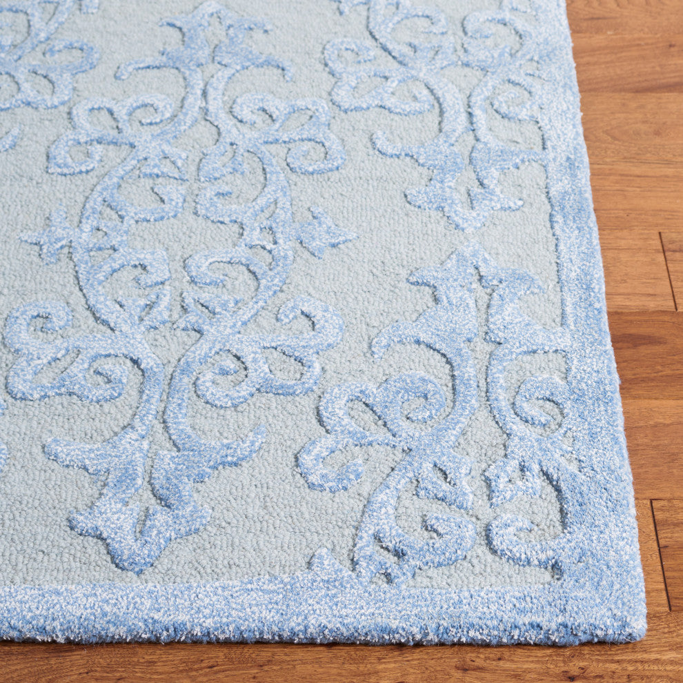 Safavieh Bella Bel127A Damask Rug, Blue, 2'3" X 7'0"