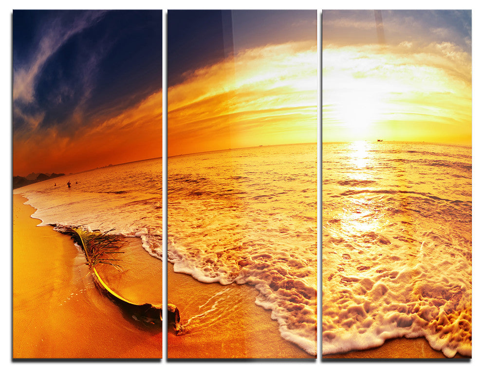 "Tropical Beach at Sunset" Photography Metal Wall Art, 3 Panels, 36"x28"