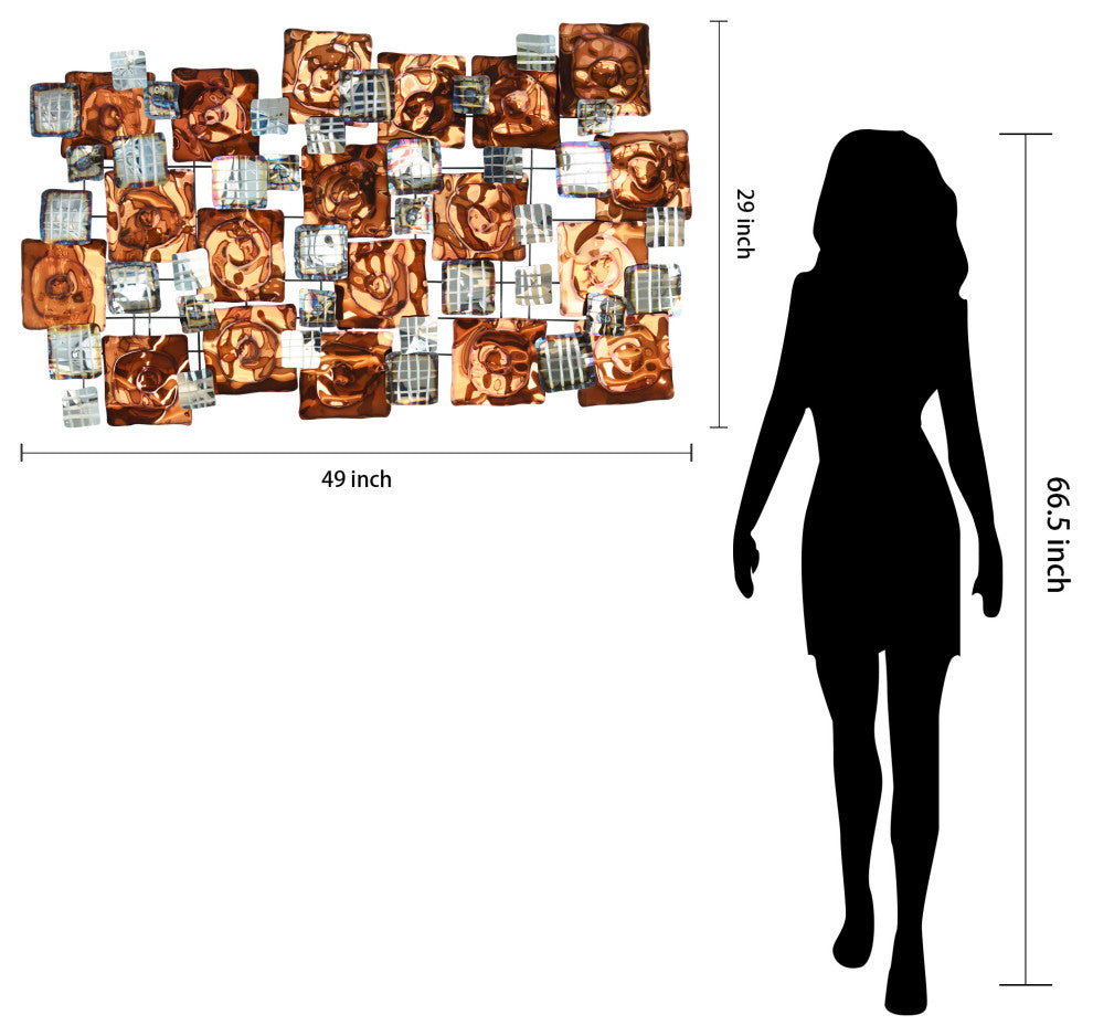 Hand Painted Etched Metal Wall Sculpture, Multi Color, Maze