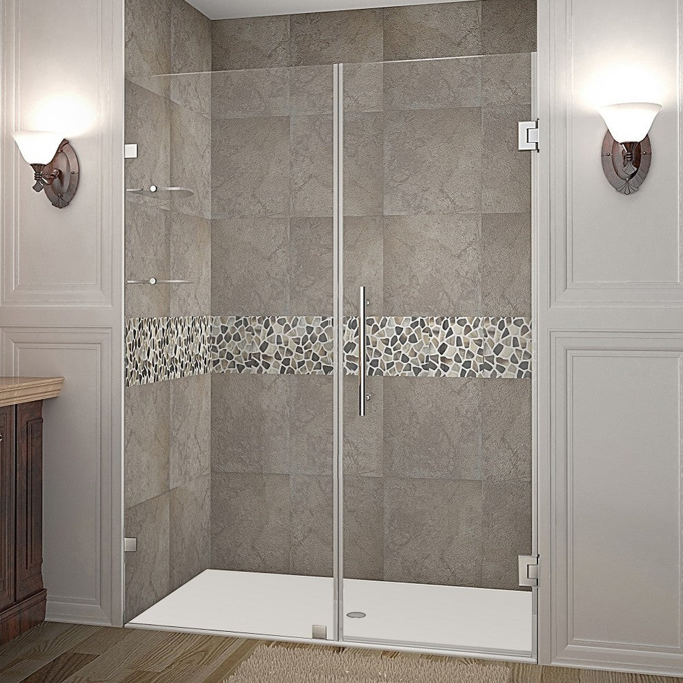 Aston Nautis GS 55"x72" Completely Frameless Hinged Shower Door, Stainless Steel