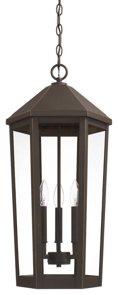 Ellsworth 3 Light Outdoor Hanging Lantern, Oiled Bronze