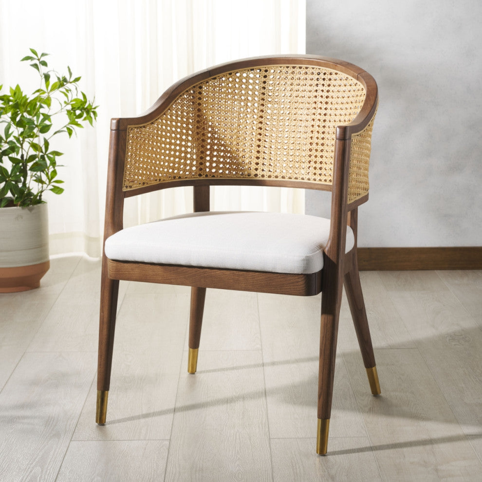 Safavieh Couture Rogue Rattan Dining Chair, Walnut/Natural