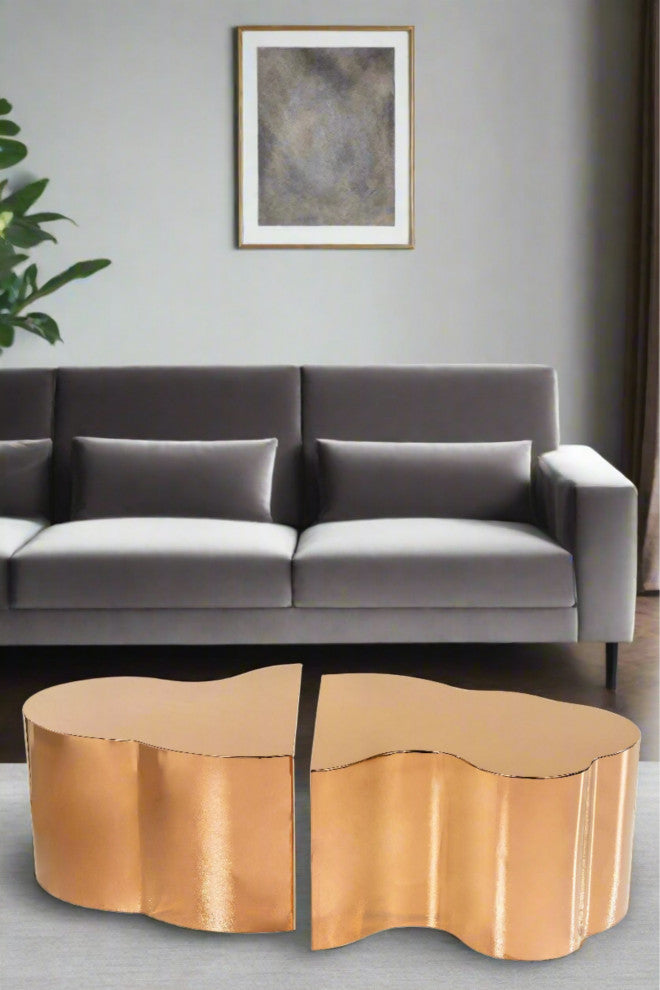 Luca Coffee Table, Rose Gold, 2-Piece Set