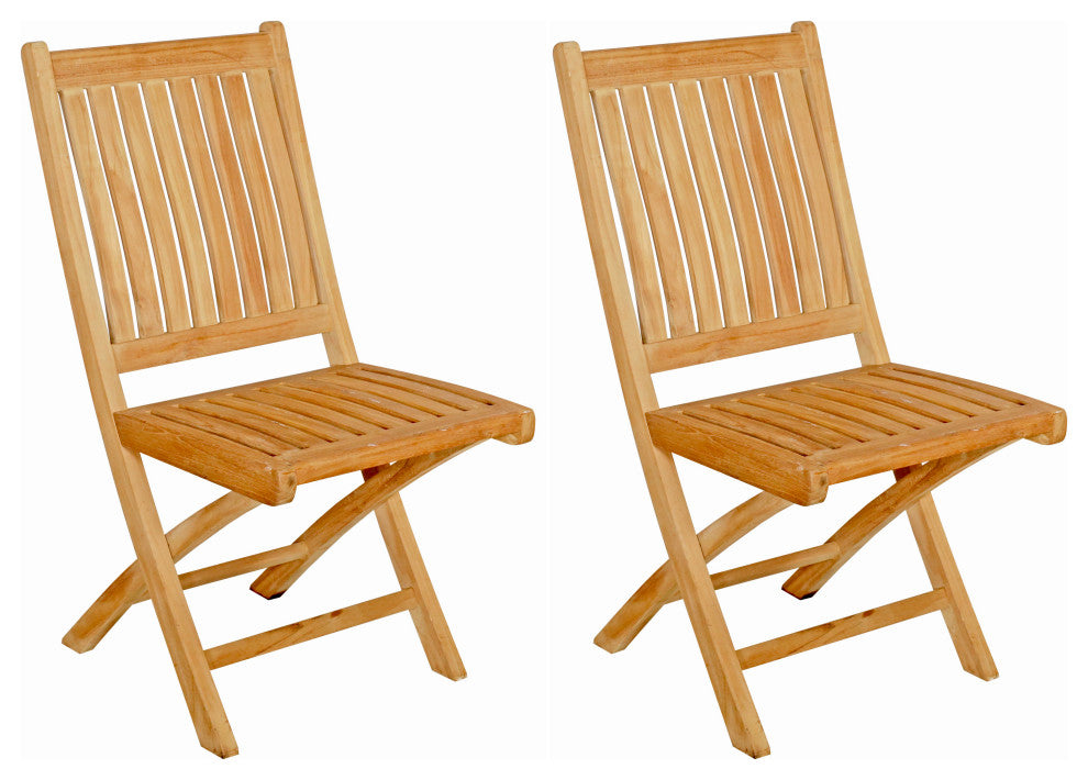 Seven Seas Teak Folding Outdoor Patio Side Chair, Set of 2
