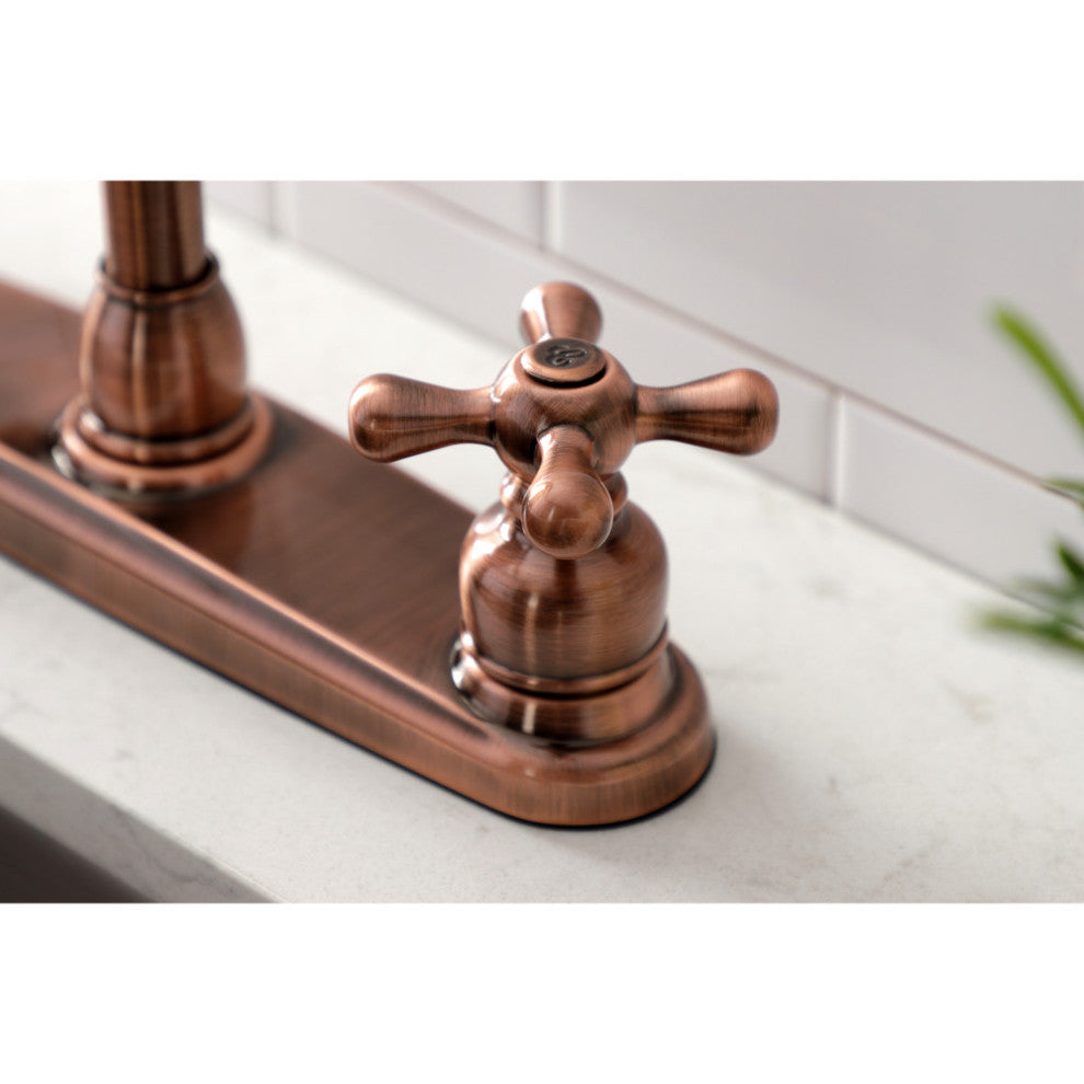 Kingston Brass KB716AXLS Victorian Centerset Kitchen Faucet, Antique Copper