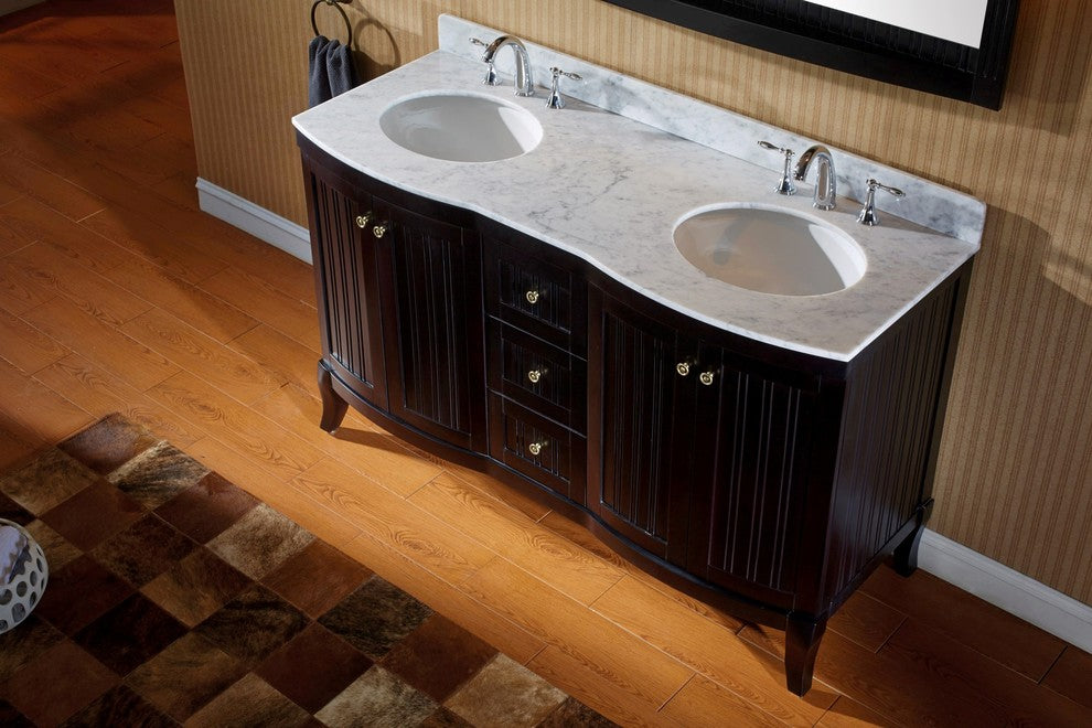 Khaleesi 60" Double Bathroom Vanity Set, Espresso