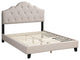 Fabric Upholstered Bed With Arch Back, Beige, Full