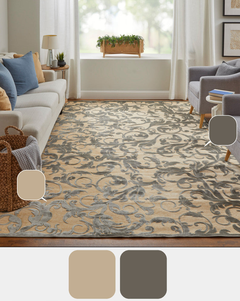 Weave & Wander Pellaro Rug, Cream/Silver, 2'2"x4'