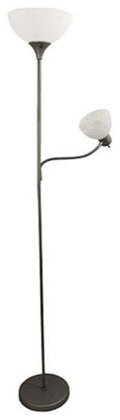 Simple Designs Floor Lamp With Reading Light, Silver