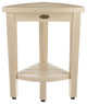 CoastalVogue Oasis 15" Teak Corner Shower Bench with Shelf in White Driftwood