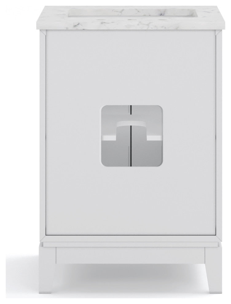 Elizabeth 24" Single Sink Carrara White Marble Vanity, Pure White