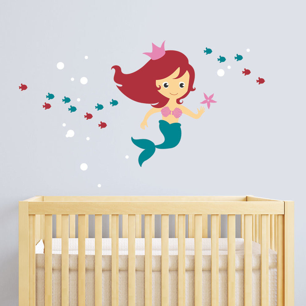 Mermaid Wall Decal, Scheme A, Small