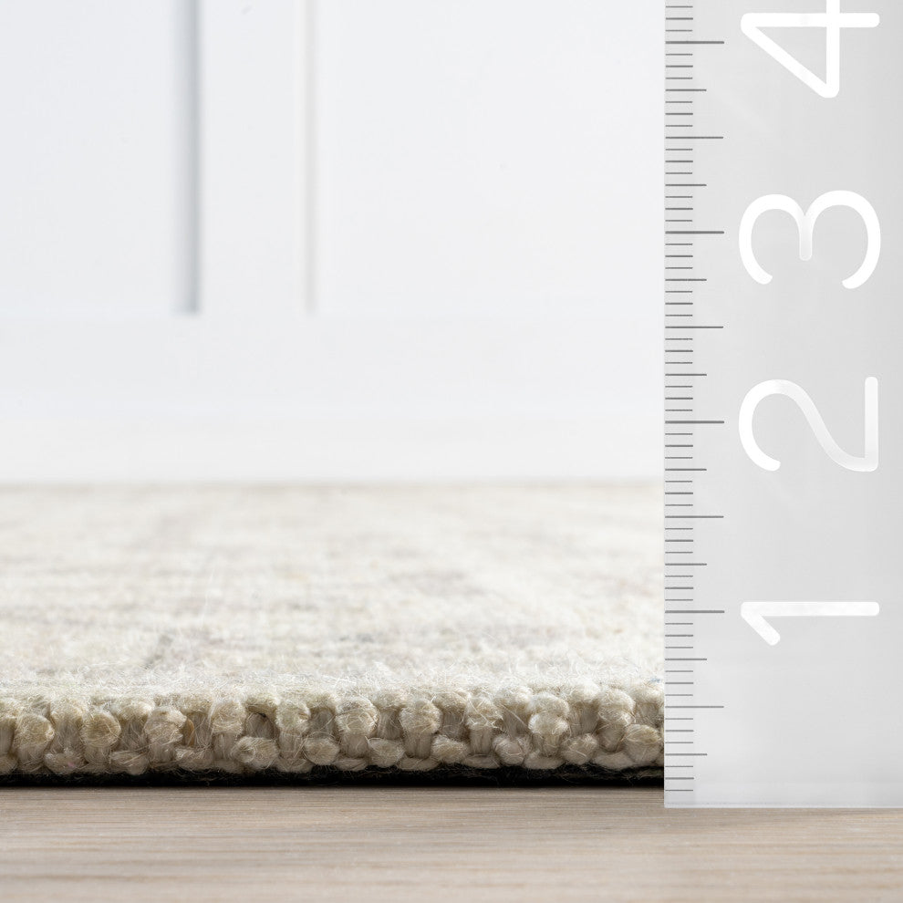 Gretel Wool and Cotton Area Rug, Beige 3'x5'