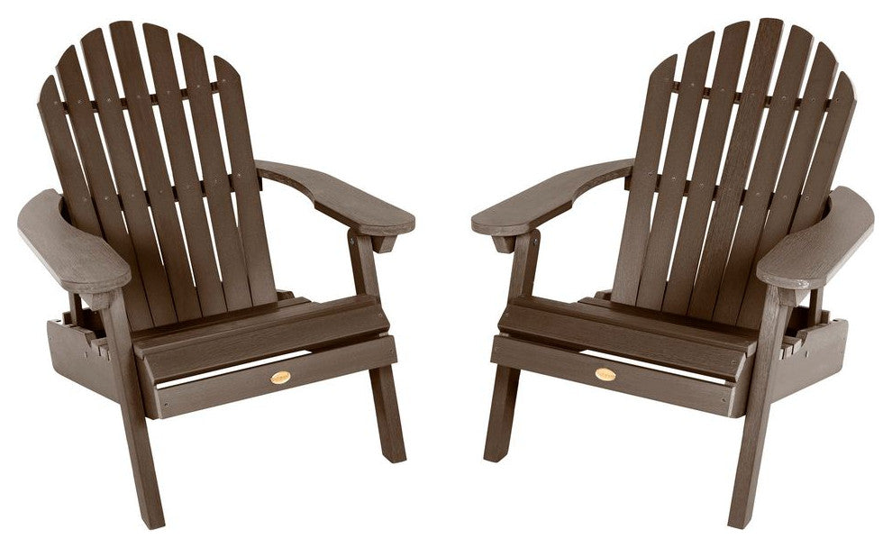 Hamilton Folding and Reclining Adirondack Chairs, Set of 2, Weathered Acorn