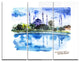 "Istanbul Hand-drawn Illustration" Painting Metal Wall Art, 3 Panels, 36"x28"