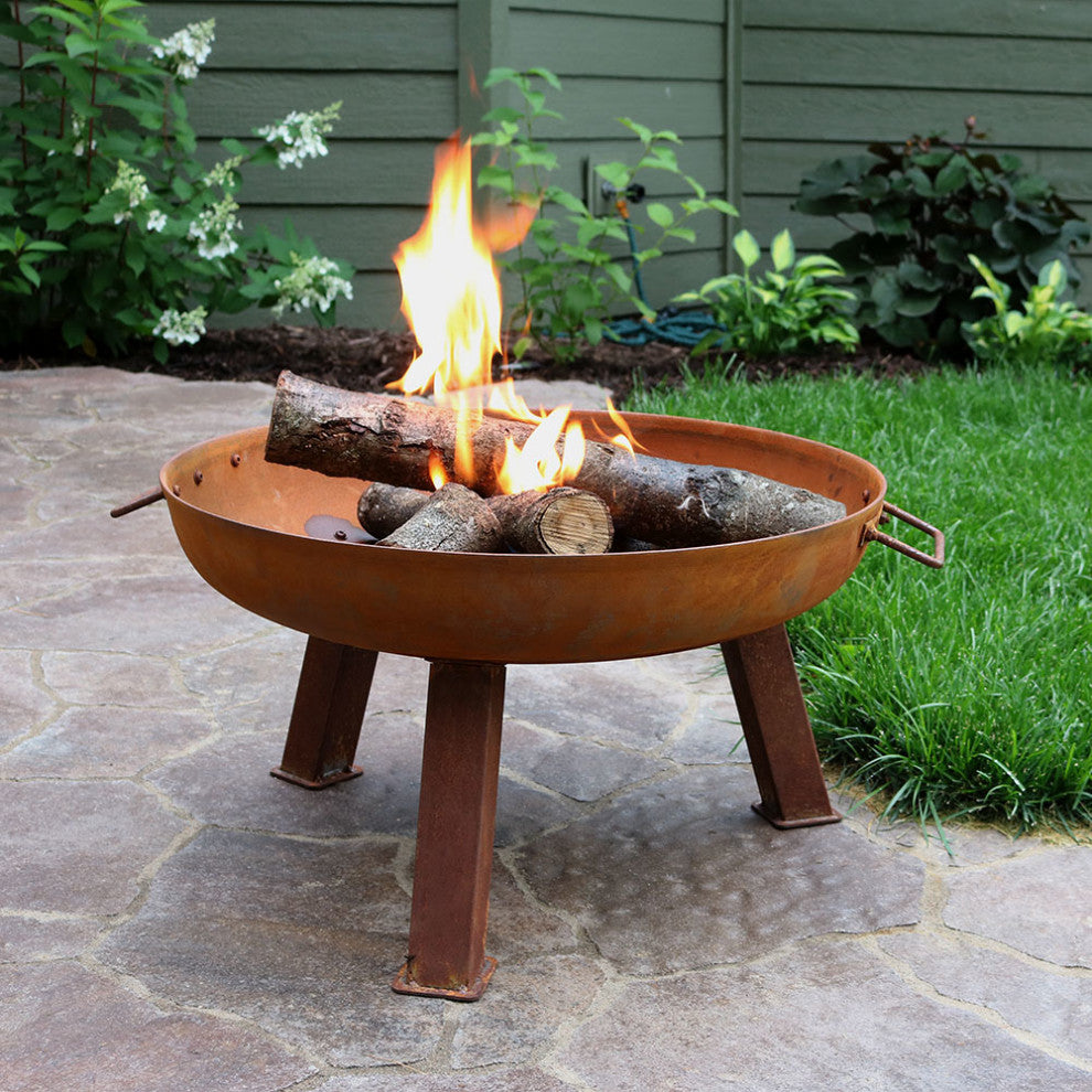 Sunnydaze Small Rustic Cast Iron Wood-Burning Fire Pit Bowl, 24"