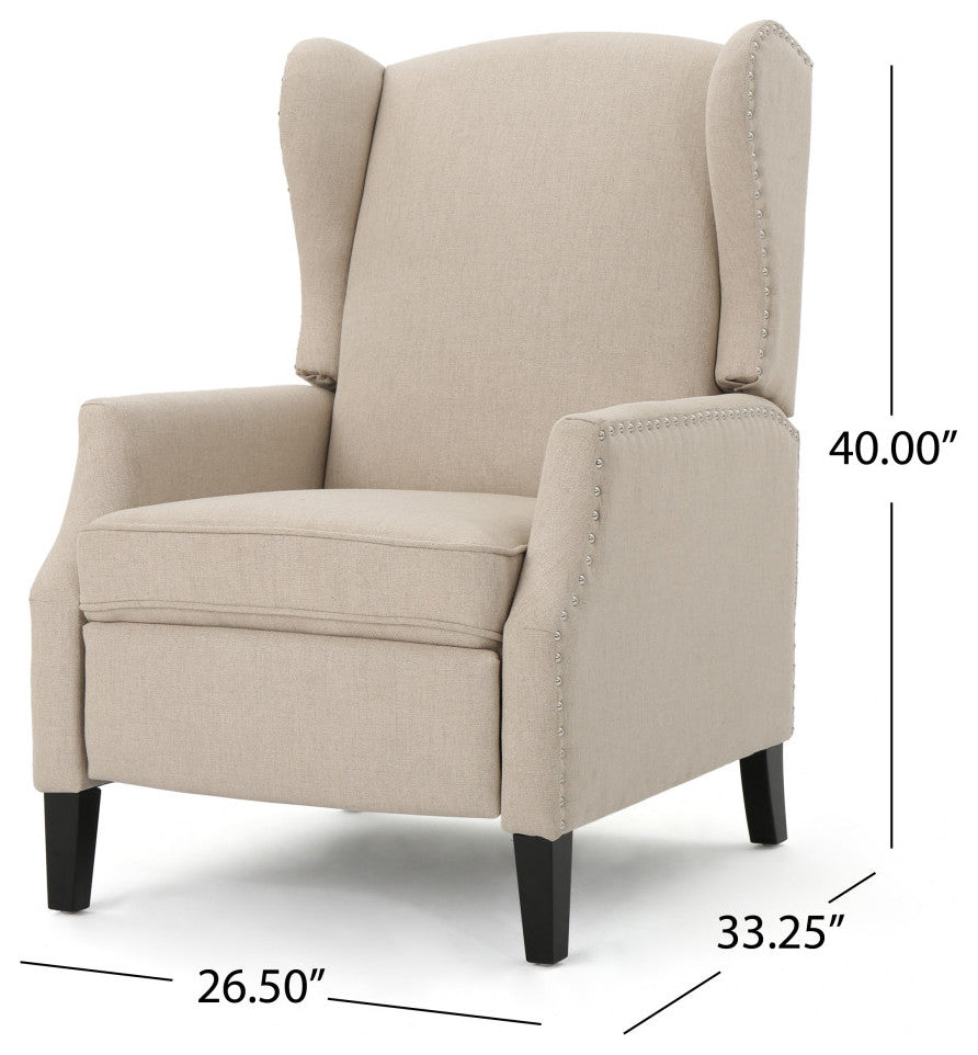 GDF Studio Corbin Fabric Recliner, Set of 2, Wheat and Dark Brown