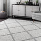 Nuloom Soft and Plush Diamond Trellis Moroccan Lattice Shag Rug, White 5'3"x7'6"
