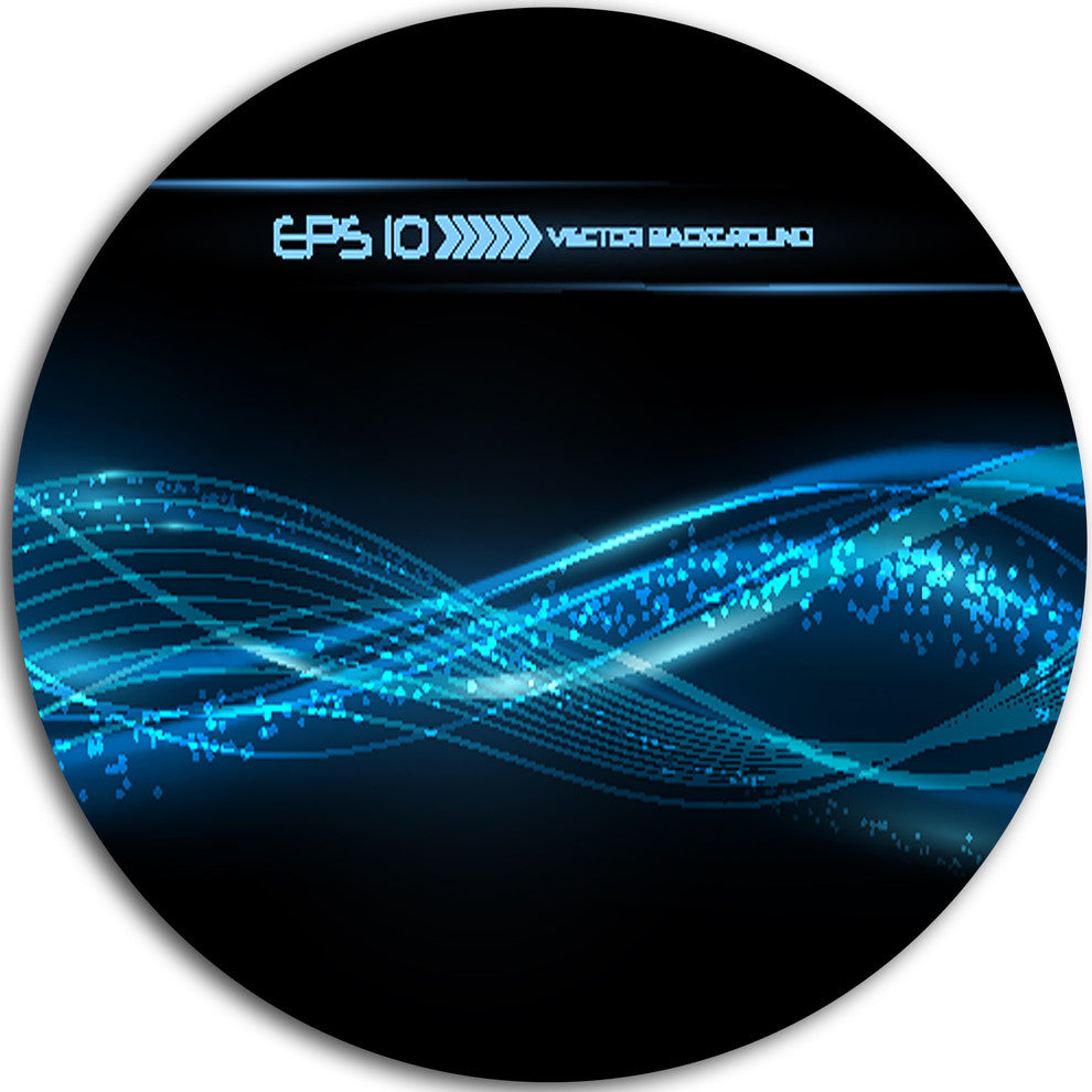 Blue Abstract Vector Pattern, Contemporary Disc Metal Wall Art, 23"