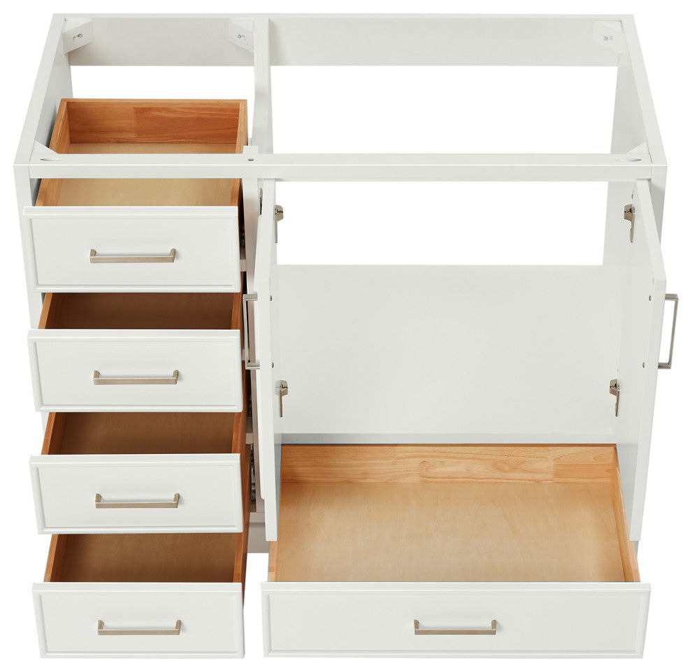 Ariel Stafford 42" Single Right Offset Sink Bathroom Vanity Base, White