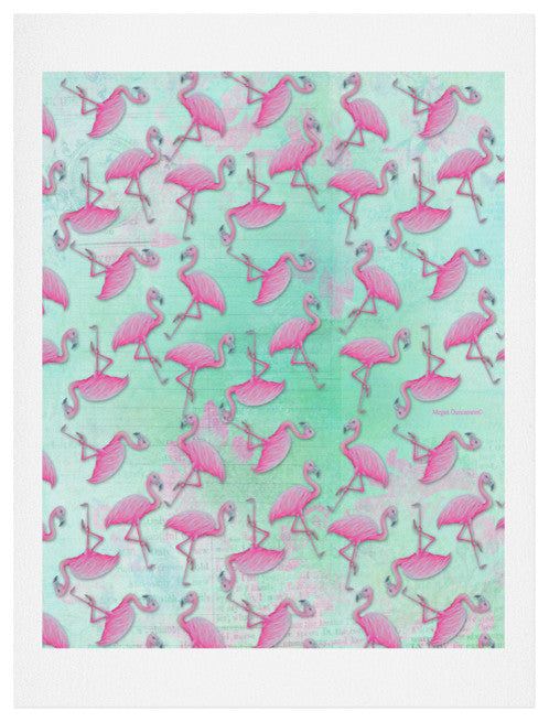 Deny Designs Madart Inc Pink And Aqua Flamingos Art Print