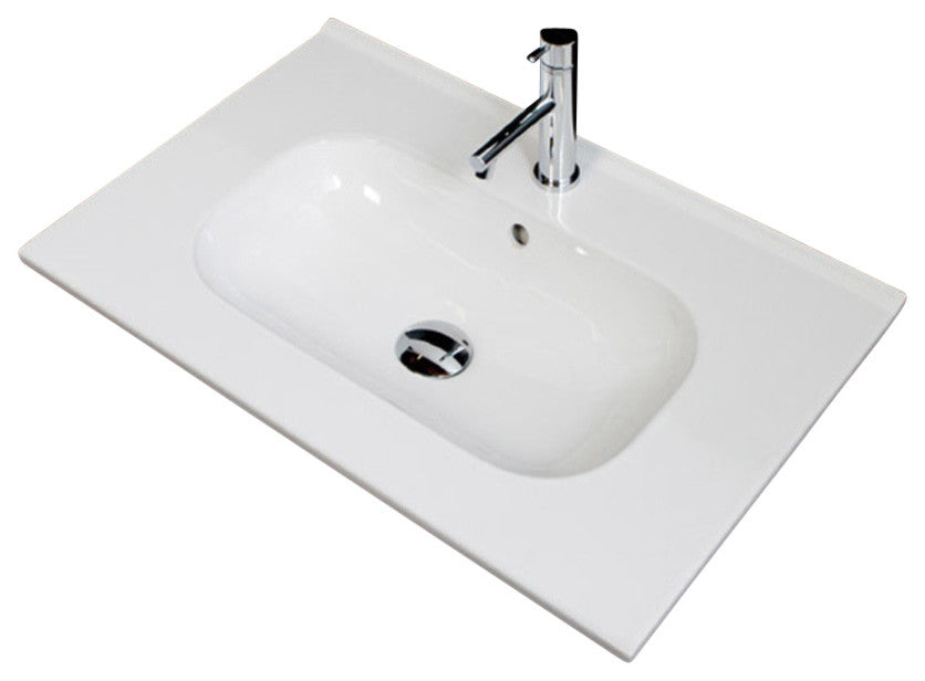 Lacava Aquatre Collection Vanity-top Porcelain Lavatory with Overflow, White