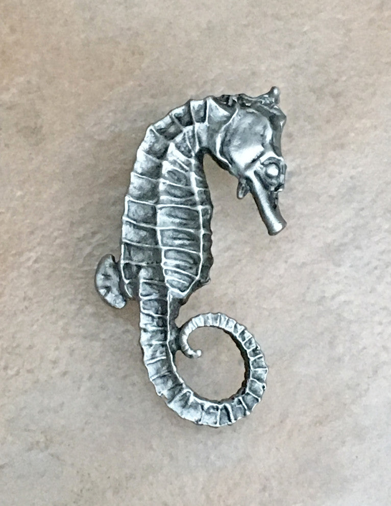 Sea Horse Knob, Antique Brass, Right