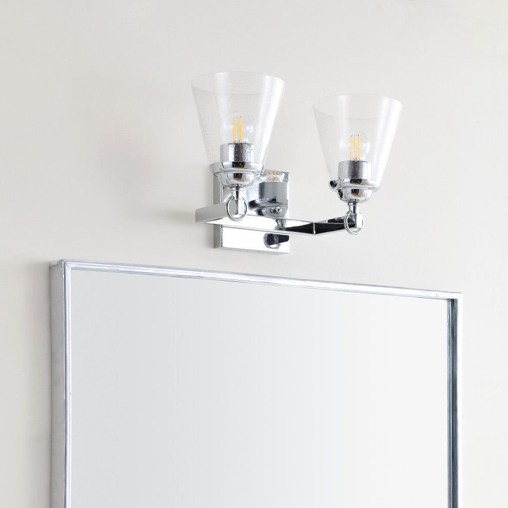 Marion Hurricane Metal, Glass Vanity Light, Chrome, 2-Light