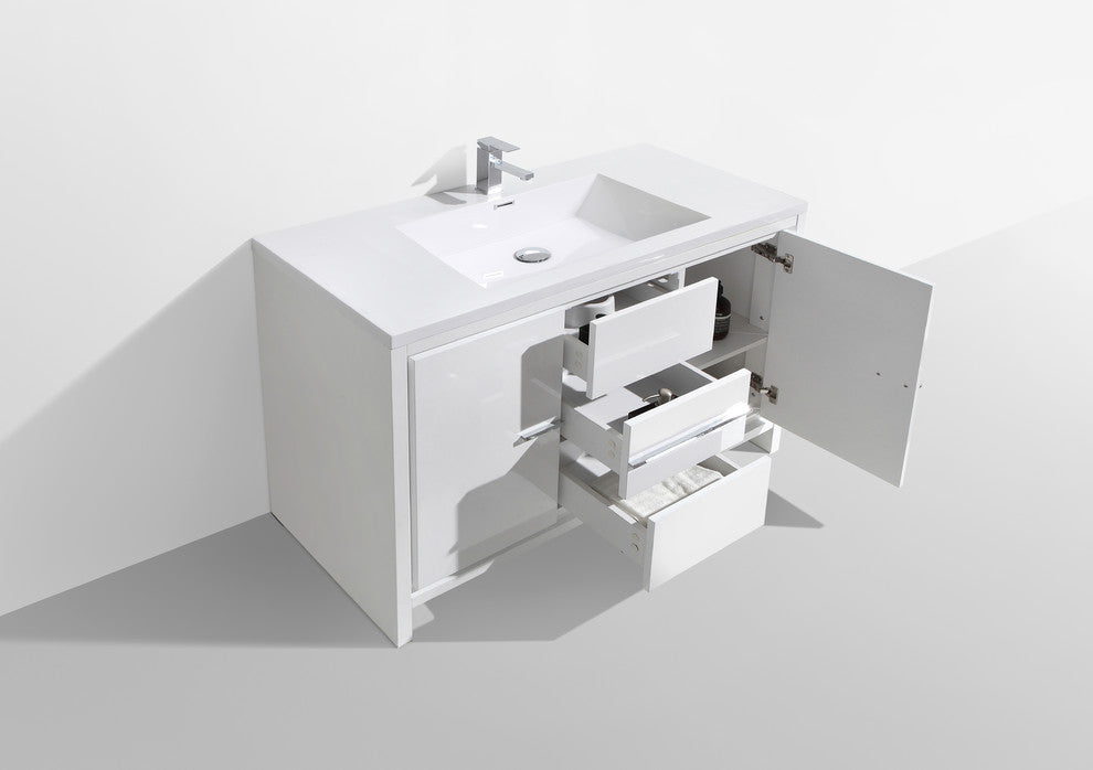 Alma-Allier Freestanding Vanity With Integrated Sink, White, 48"