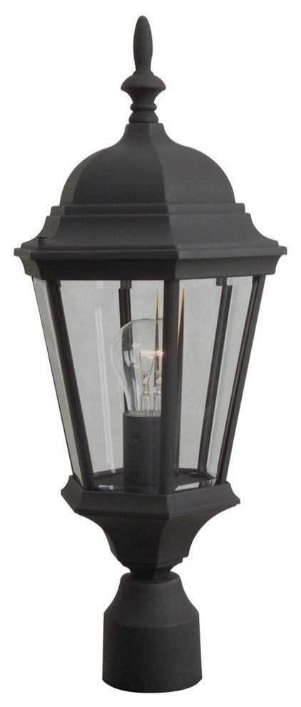 Straight Glass Cast Aluminum Medium Post Mount, Textured Matte Black