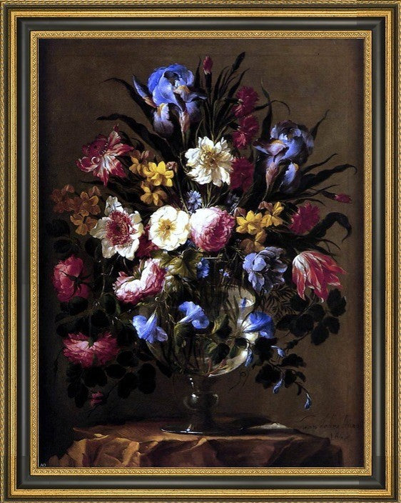 Juan De Arellano Vase of Flowers Framed Premium Canvas Print, 21"x28"