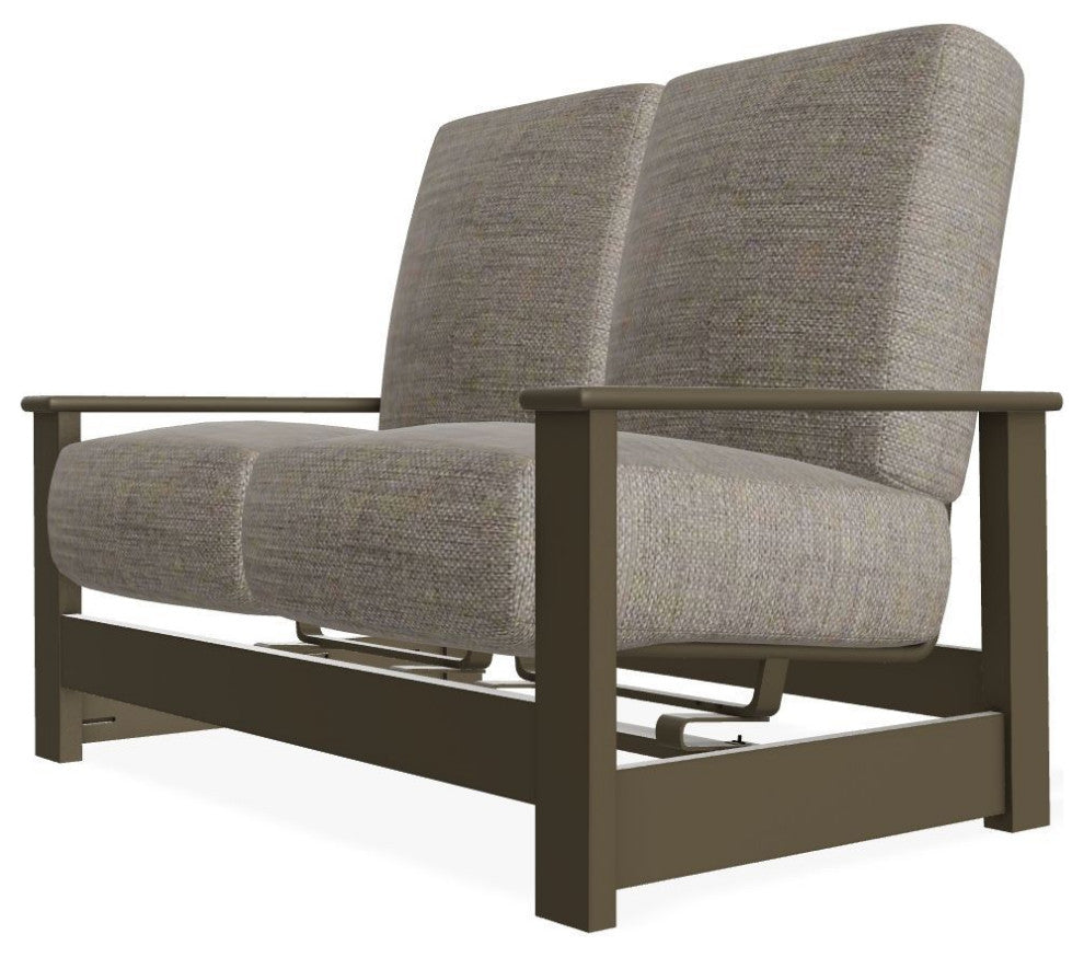 Leeward Deep Seat Outdoor Loveseat with Hidden Motion, Cast/Beachwood