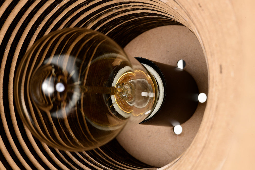 Matte Black Modern Nordic Style Pendant With Natural Brown Origami Paper Shade